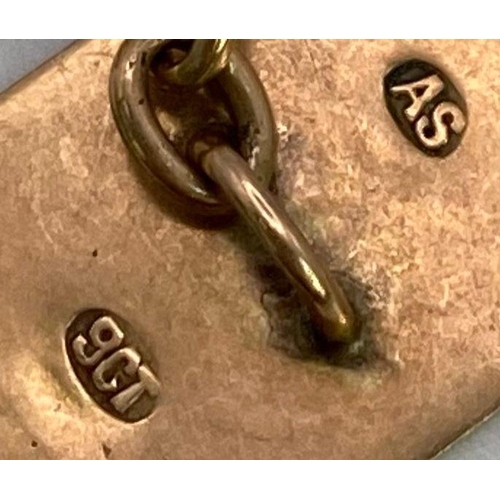 484 - A Pair of Vintage 9K Yellow Gold Monogram Cufflinks. 4.75g total weight.