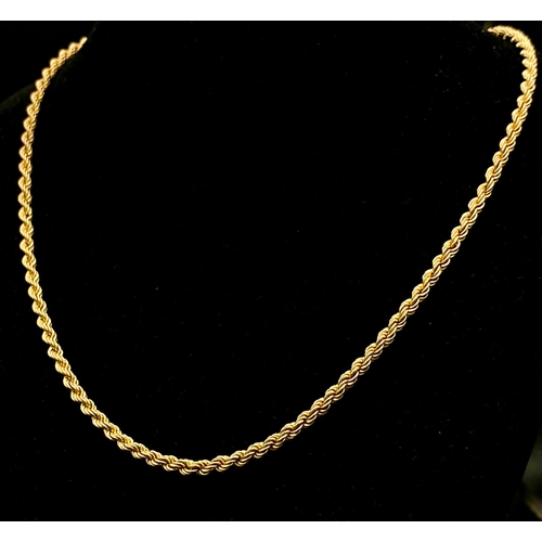 78 - A 9K Yellow Gold Rope Necklace. 46cm length.3.86g weight.