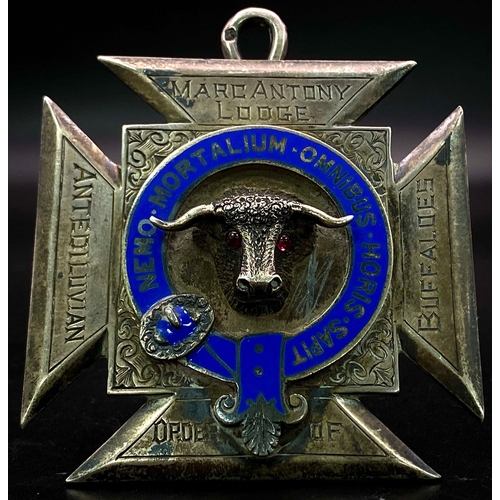 787 - A Rare Antique (Victorian) Sterling Silver Order of Buffaloes Merit Award. Presented to Primo Joseph... 