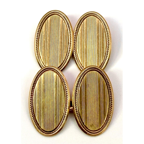 82 - A Pair of Classic Vintage 9K Yellow Gold Oval Cufflinks. 5.95g total weight.