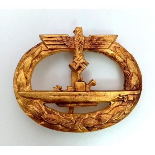 841 - 3rd Reich Kriegsmarine Submariners U-Boat Qualification Badge. Maker Schwein, Berlin.