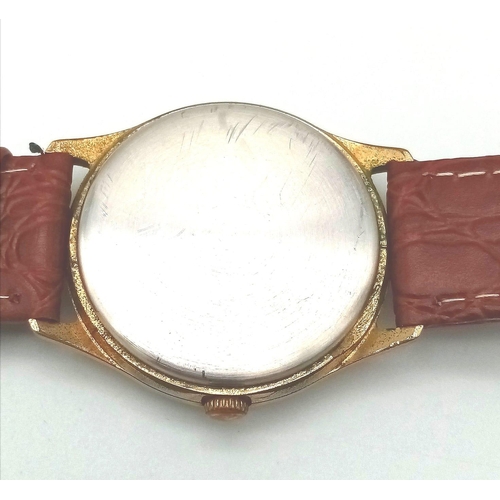 435 - A Vintage Jason Masonic Gents Watch. Brown leather strap. Two tone stainless steel case - 34mm. Whit... 