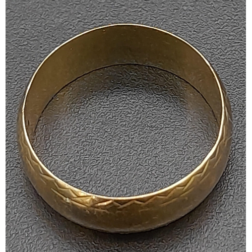 467 - A Vintage 9K Yellow Gold Band Ring. Size I. 2.4g weight.