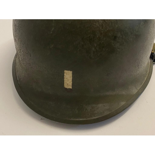 864 - A 3rd Infantry USA M1 Rear Seam Helmet. The chin strap has the anchor stamp - the liner is Westingho... 