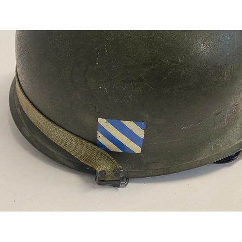 864 - A 3rd Infantry USA M1 Rear Seam Helmet. The chin strap has the anchor stamp - the liner is Westingho... 