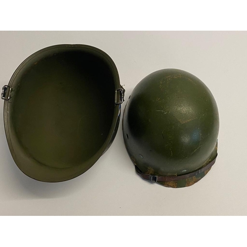 864 - A 3rd Infantry USA M1 Rear Seam Helmet. The chin strap has the anchor stamp - the liner is Westingho... 