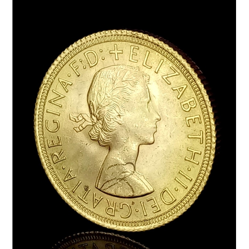 1 - A 1958 Queen Elizabeth II 22K Gold Full Sovereign. EF/UNC.