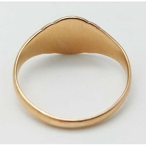 155 - A Vintage 18K Yellow Gold Signet Ring. Size T/U. 4.32g weight.