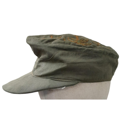 166 - WW2 German Africa Corps M41 Cap. Embroidered by a Prisoner of War.