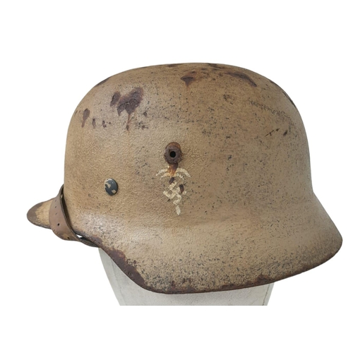 180 - WW2 German M35 Africa Corps Helmet with liner.