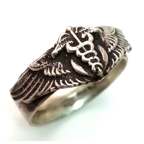 257 - WW2 US Silver Nurses Ring. UK Size “M” us Size 6.5.