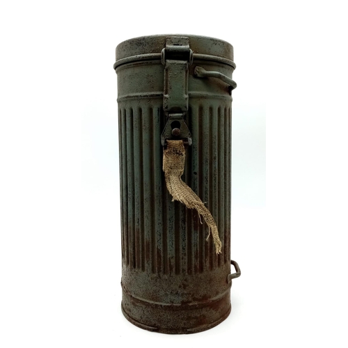 281 - Rare WW2 German Kriegsmarine Gas Mask Canister. Named to a Sailor who was aboard the SMS Schlesien. ... 