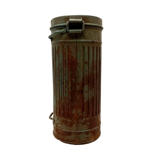 281 - Rare WW2 German Kriegsmarine Gas Mask Canister. Named to a Sailor who was aboard the SMS Schlesien. ... 