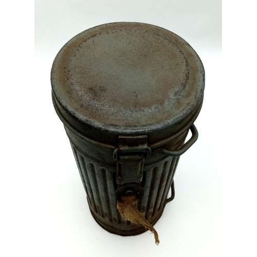 281 - Rare WW2 German Kriegsmarine Gas Mask Canister. Named to a Sailor who was aboard the SMS Schlesien. ... 