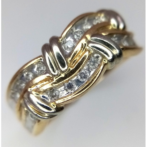 326 - 9kt White & Yellow Gold Double Row, Diamond Wave Ring.
Size: N
Weight: 4.2g
6452