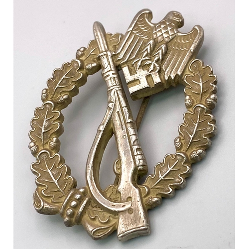 341 - Early WW2 German Infantry Assault Badge. Solid Back. Maker Marked: L/56 (Karl Hensler Pforzheim).