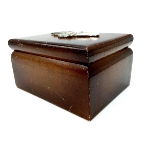 417 - WW2 German “R.L.B” (Air Raid Warden’s) Wooden Cigarette Box with an R.L.B Cap Badge fixed to the lid... 