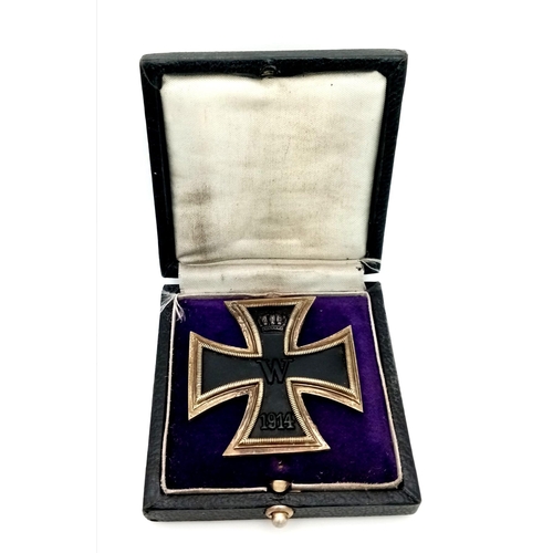 5 - WW1 Imperial German Iron Cross 1st Class in Box. 3-part construction – iron centre.