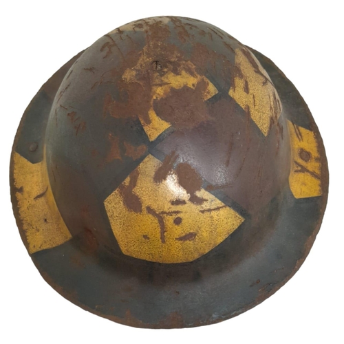 536 - WW1 British Rimless Brodie Helmet (no liner) with Jigsaw Style Camouflage.