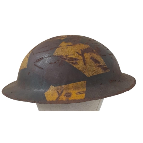 536 - WW1 British Rimless Brodie Helmet (no liner) with Jigsaw Style Camouflage.