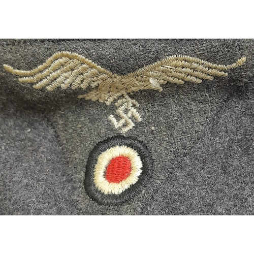 55 - WW2 German Luftwaffe M43 Cap. Late war type with single piece insignia patch.