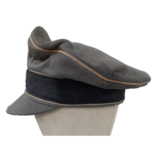 69 - 3rd Reich Waffen SS Tricot Crusher Cap with White Piping. A real “been there” example.