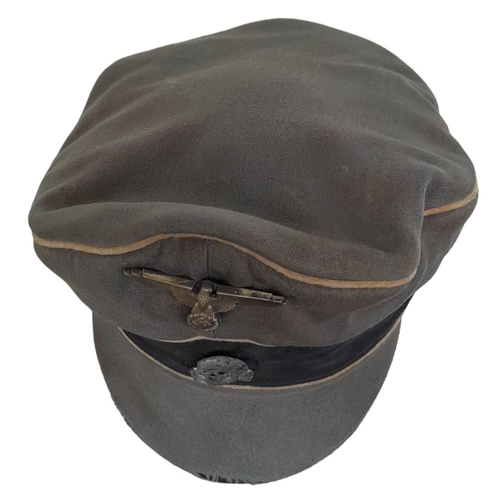 69 - 3rd Reich Waffen SS Tricot Crusher Cap with White Piping. A real “been there” example.