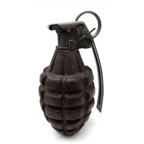 700 - INERT WW2 US Pineapple Hand Grenade. Original body with a museum quality replica INERT sprung dummy ... 