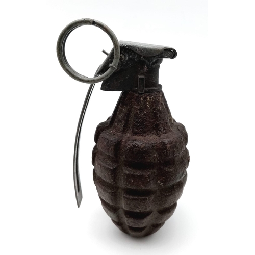 700 - INERT WW2 US Pineapple Hand Grenade. Original body with a museum quality replica INERT sprung dummy ... 