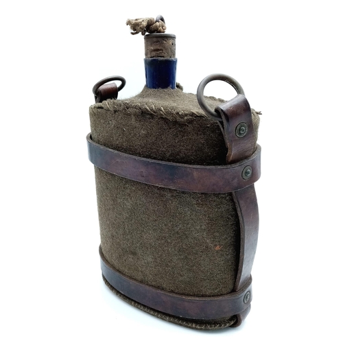 802 - WW1 British Water Bottle in 1903 Pattern Cavalry Leather Pannier.