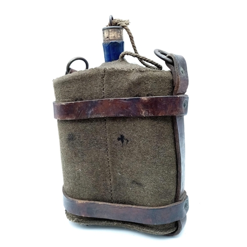 802 - WW1 British Water Bottle in 1903 Pattern Cavalry Leather Pannier.