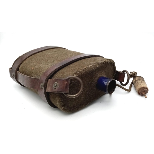 802 - WW1 British Water Bottle in 1903 Pattern Cavalry Leather Pannier.