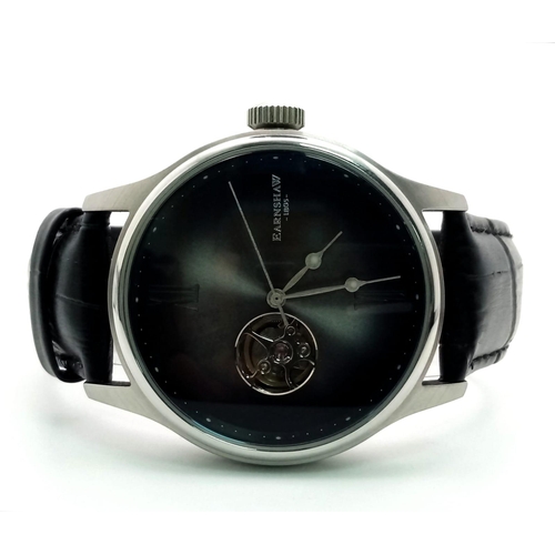 906 - A Thomas Earnshaw '1805' Automatic Gents Watch. Black leather strap. Stainless steel case with skele... 