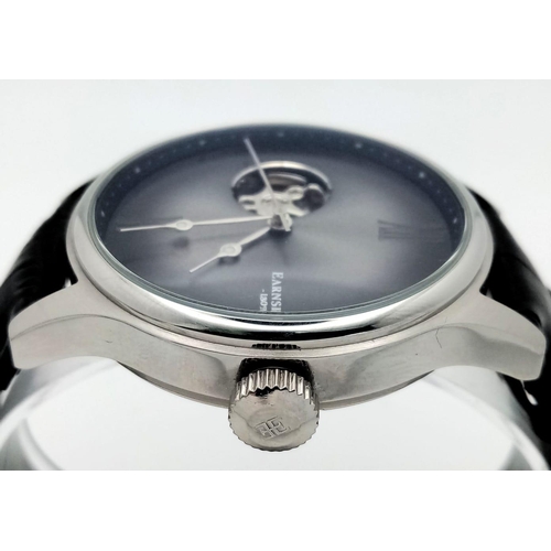 906 - A Thomas Earnshaw '1805' Automatic Gents Watch. Black leather strap. Stainless steel case with skele... 