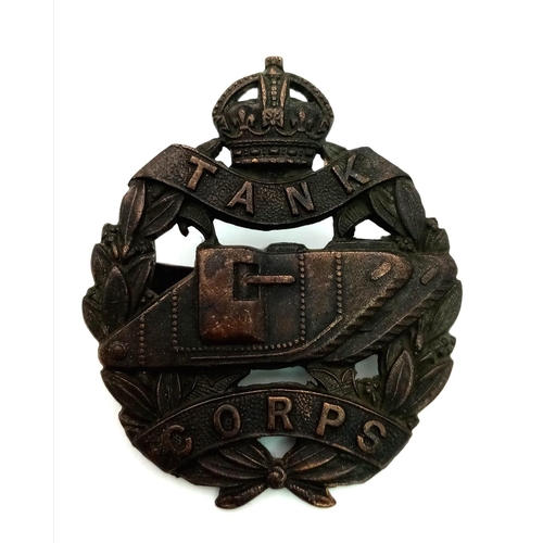 958 - WW1 British Officers Tank Corps Cap Badge.