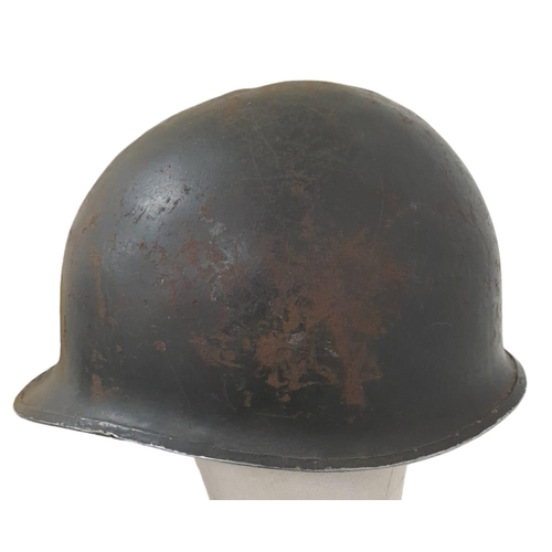 97 - WW2 US Front Seam Swivel Bale M1 Helmet. Badged to a Tank Destroyer Unit. Found in a junk shop near ... 