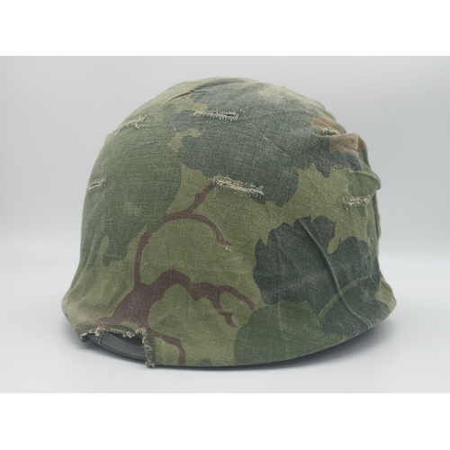 503 - Vietnam War Era US M1 Helmet with Reversible Helmet Cover.