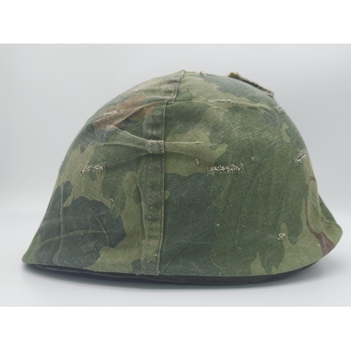 503 - Vietnam War Era US M1 Helmet with Reversible Helmet Cover.