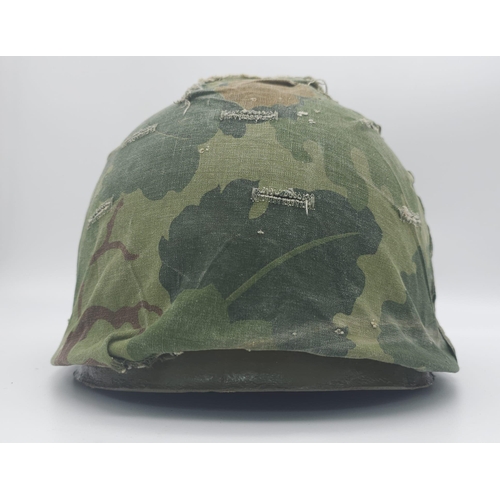 503 - Vietnam War Era US M1 Helmet with Reversible Helmet Cover.