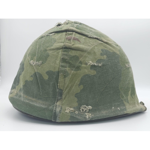 503 - Vietnam War Era US M1 Helmet with Reversible Helmet Cover.