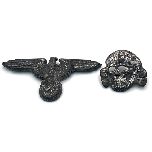 714 - 3rd Reich SS Cap Eagle & Skull Badge.