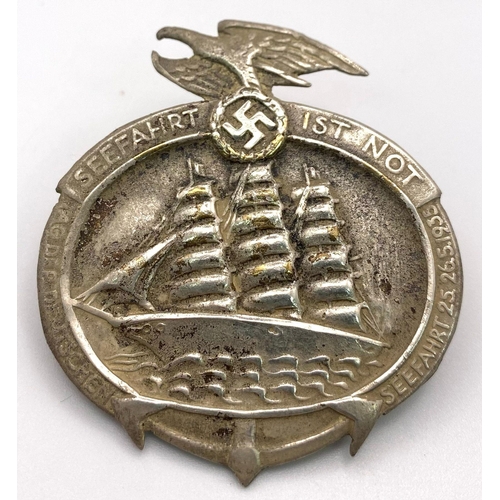 888 - 3rd Reich Seefahrt “Sea Ships Are Needed” Fund Raising Tinnie Badge.