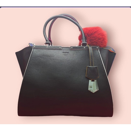 926 - A Fendi Black 3 Jours Handbag. Black leather exterior with multi-colour trim. Features soft wings th... 