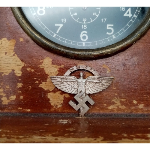 108 - 3rd Reich German Aircraft Clock by Kienzle. Mounted in a Mantle Frame with a National Socialist Flyi... 