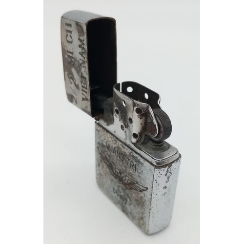 253 - Vietnam War Era Zippo Lighter. Date Coded on Base 1966. “Quang Tri-1966-67”. UK Mainland Sales Only