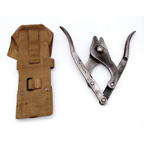 396 - WW2 British Wire Cutters Dated 1940 in Webbing Pouch.