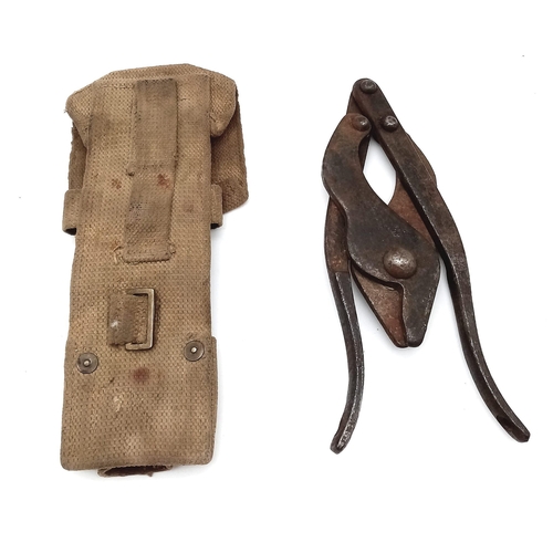 650 - WW2 British 1944 Dated Folding Wire Cutters and Pouch.