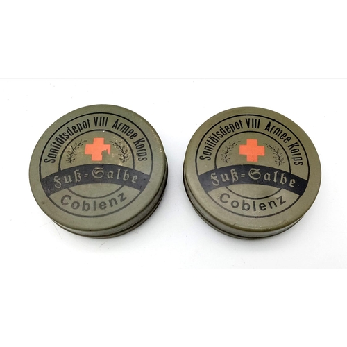 776 - 2 x Tins of Original WW1 German Foot Cream Issued to the Imperial German Army.