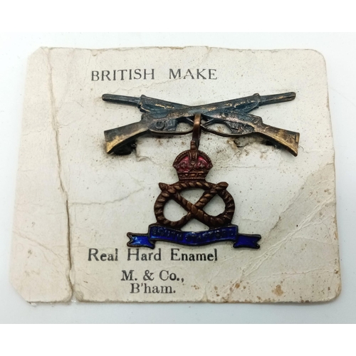 937 - WW1 Crossed Rifles Sweetheart Brooch for the North Staffordshire Regiment. On original backing
card.