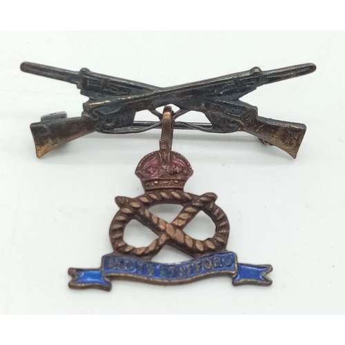 937 - WW1 Crossed Rifles Sweetheart Brooch for the North Staffordshire Regiment. On original backing
card.